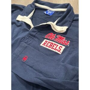 Champion Ole Miss Rebels Rugby Polo Mens Large Navy Blue